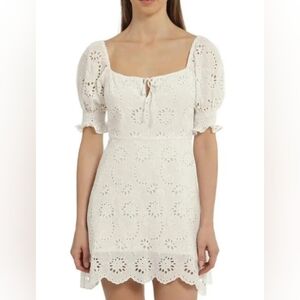 7 For All Mankind White Eyelet Mini Dress Size Large 100% Cotton